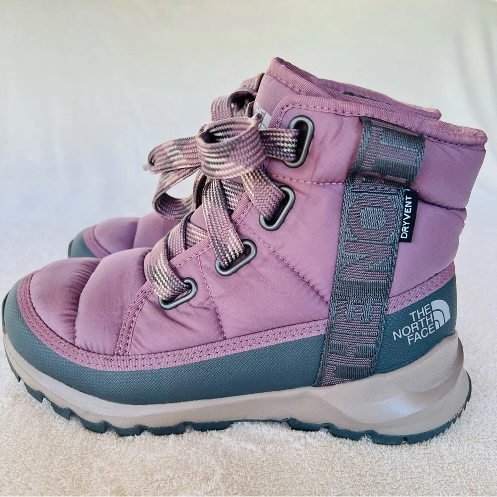 THE NORTH FACE THERMOBALL LACE UP SNOW WATERPROOF SNOW BOOTS SIZE 5 PURPLE